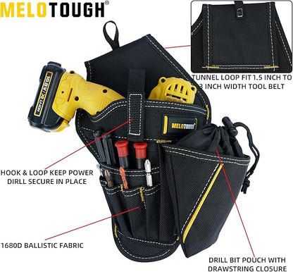 MELOTOUGH Drill Holster Impact Driver Holster with Bit Pouch Heavy Duty Impact Holster for Tool Belt