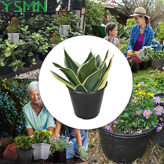 Nursery Pots with Drainage Holes Pack of 10 Pcs 1 Gallon and Plant Label Flexible Seedling Pots Seed Starting Planter for Indoor Outdoor Flowers Succulents Cactus