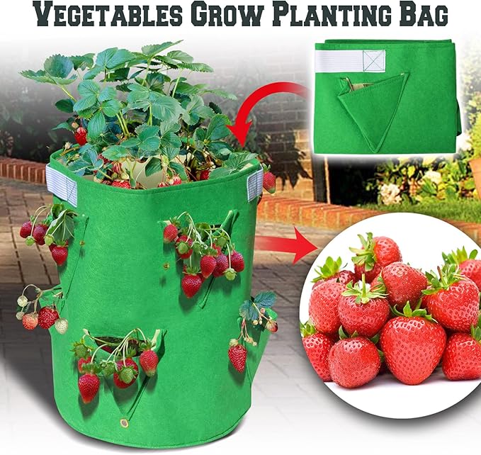 BenefitUSA Garden Planting Bag Grow Felt Fabric Planter Bag Strawberry and Herb Plant Tub 1/2/3/5 Pack (1)