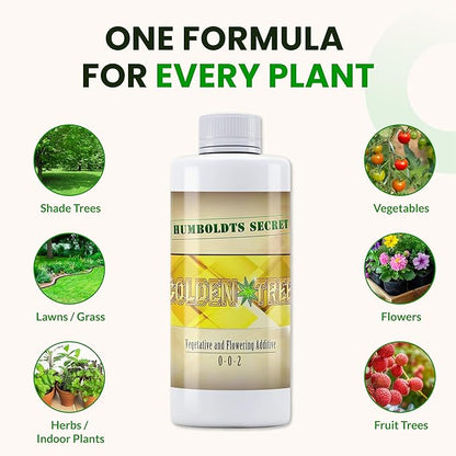 Humboldts Secret Golden Tree: Best Plant Food for Plants & Trees - All-in-One Concentrated Organic Additive - Vegetables, Flowers, Fruits, Lawns, Roses, Tomatoes & More (2 Ounce)