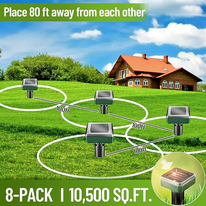Pack of 4 Solar Mole Repellent Sonic Gopher Repellent Vole Chaser Mole Deterrent Sonic Spikes Repellent Ultrasonic Pest Control Outdoor Keep Moles Out of Yard Lawn