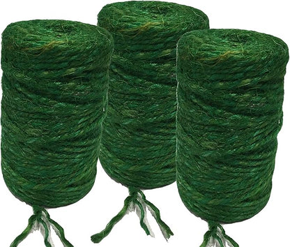 3 Pack - Jute Twine Dark Green - Burlap Garden Twine, 200 feet Each x 3 Cone Total 600 feet