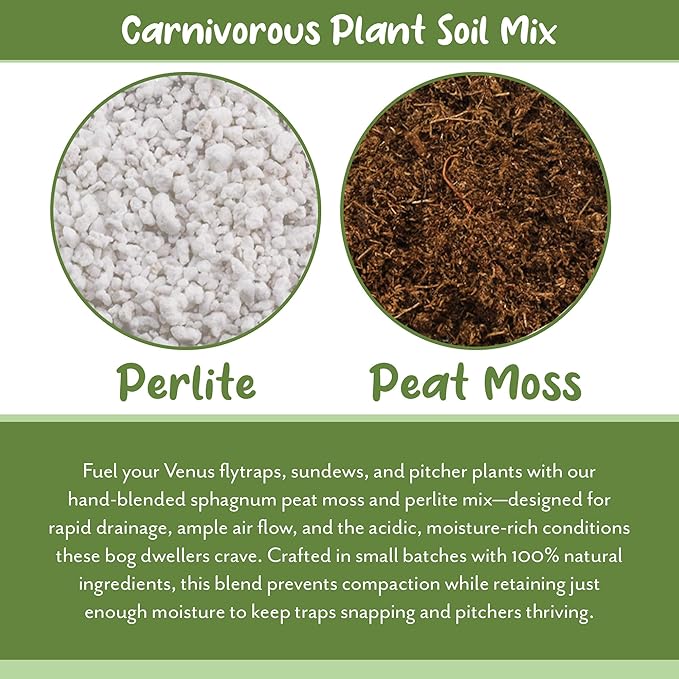 Soil Sunrise Carnivorous Plant Potting Soil Mix (12 Quarts) Custom Blend for Venus Fly Traps, Sundews, and Pitcher Plants
