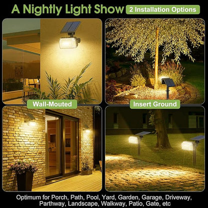 Solar Spot Lights Outdoor, 102 LED Solar Garden Yard Spotlight Waterproof Landscape Flood Powered Lights with Adjustable Light & Panel, 4 Lighting Modes for Pathway Driveway, 4 Pack(Warm White)