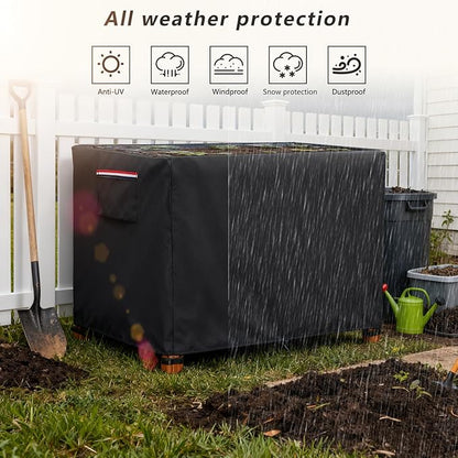 Spring Outdoor Raised garden bed cover With Transparent PVC Top Window,Waterproof Heavy Duty Covers with Split Zipper for 48 x 24 x 30 inch Elevated Wood Planter Box Stand(Black,Cover only) ﻿