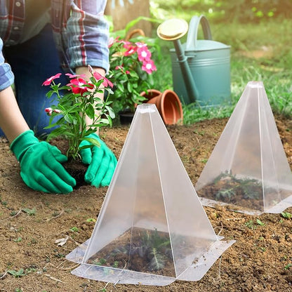 30 Pieces Garden Cloches for Plants, Reusable Plastic Plant Seedling Protector with 60 Ground Securing Peg, Transparent Bell Jar Cloches to Protect Plants from Birds, Slugs, sun, Frost, Freeze Weather
