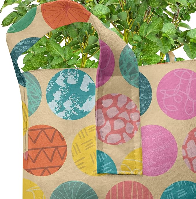Ambesonne Beige Green Grow Bags 5-Pack, Camo Print Like Leaves, Heavyduty Fabric Pots with Handles for Plants, Olive Green