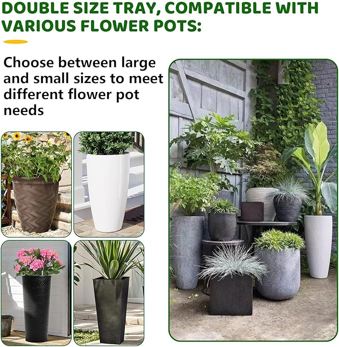 Adjustable Height Planter Inserts for Large Pots, Portable Planter Filler Plant, Lift Inserts for Indoor Outdoor Tall Taper Flower Pot, (11-17” Rise, 6" Base, 8" or 10" Top) (Green, shorts)