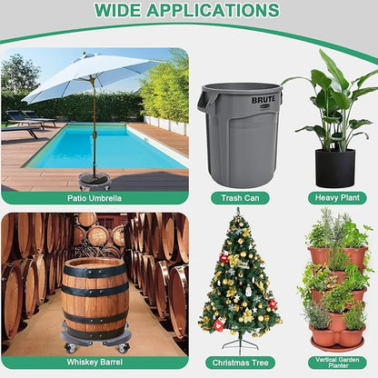 Sanyi Plant Caddy with Wheels, Adjustable 15-21 inch, Heavy Duty, Rolling Plant Stand, Outdoor Use