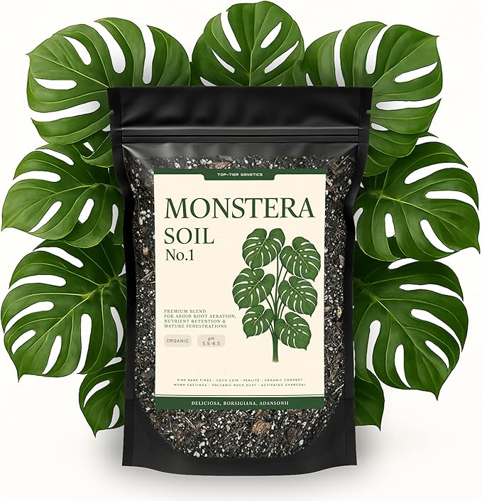 Monstera Soil/Premium Potting Mix – Organic Blend for Healthy Growth | Perfect Drainage & Aeration | Nutrient-Rich | Monstera Deliciosa, Borsigiana, Adansonii & Variegated Varieties (4 QTS)