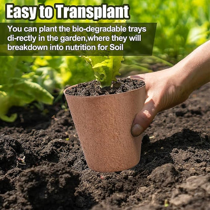 4 Inch Peat Pots, 50PCS Biodegradable Plant Starting Pots Round Nursery Pot, Garden Germination Nursery Pot Bonus 20 Plant Labels (4 Inch, 50P)