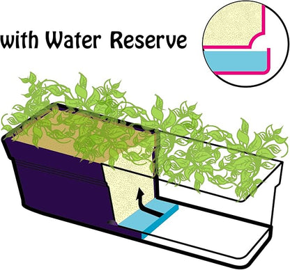 Mintra Window Box Planter, Window Planter Box for Indoor Outdoor Use, Rectangular Pots with Saucers & Drainage Holes, Decorative Plant Pots for Window Sill, Shelf, Desktop, 19" Wx6.75 H, Purple
