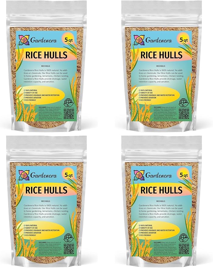 Gardenera Rice Hulls - Enhance Your Garden's Sustainability: Promote Plant Health, Reduce Soil Erosion, and Support Biodiversity - 20 QUARTS
