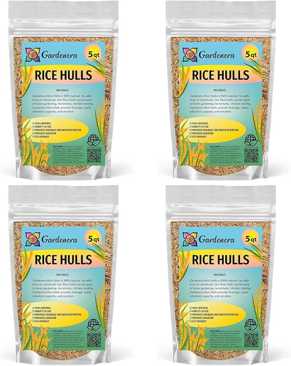 Gardenera Rice Hulls - Enhance Your Garden's Sustainability: Promote Plant Health, Reduce Soil Erosion, and Support Biodiversity - 20 QUARTS