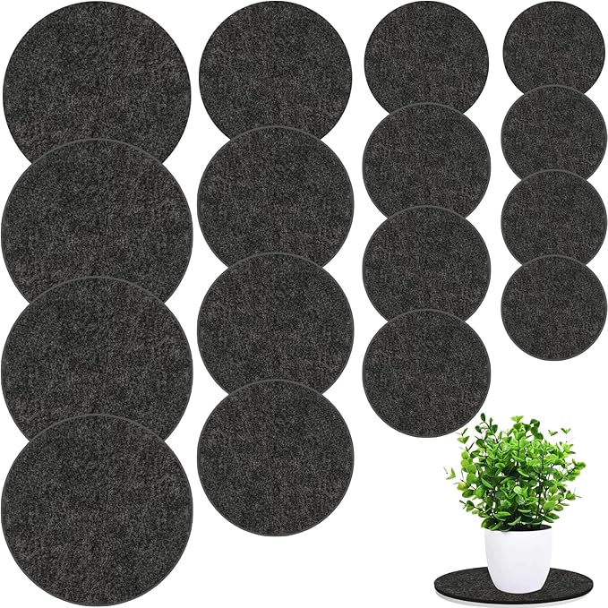 16 Pieces 4 Sizes Felt Plant Coasters, Extra Thick 4/6/8/10 Inch Planter Coaster, Absorbent Fabric Plant Mats, Plant Coasters for House Plants