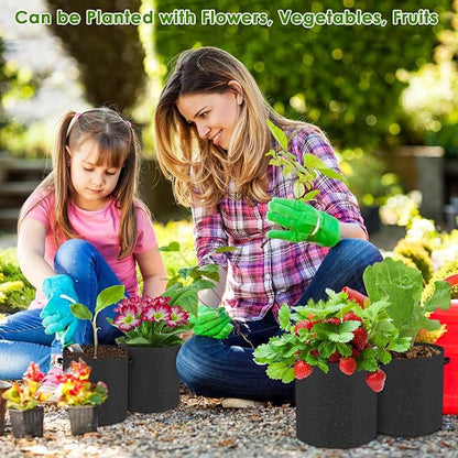 12-Pack 5 Gallon Thickened Non-Woven Breathable Plant Grow Bags, Fabric Inflatable Pots Flowerpots with Handles, Fabric Plant Bags, Black.