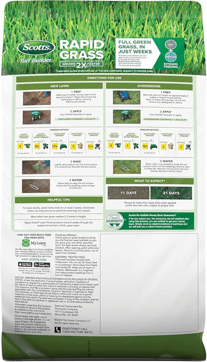Scotts Turf Builder Rapid Grass Tall Fescue Mix - Combination Grass Seed and Fertilizer for Lawns, Lawn Seed That Grows in Just Weeks, 5.6 lbs.
