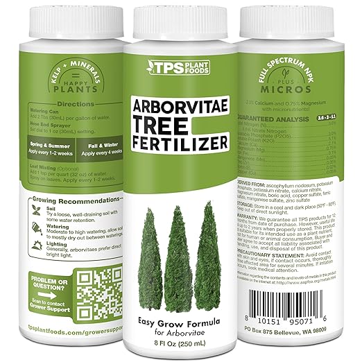 Arborvitae Tree Fertilizer for All Arborvitaes, Evergreen Shrubs and Thuja Trees, Liquid Plant Food 8 oz (250mL)