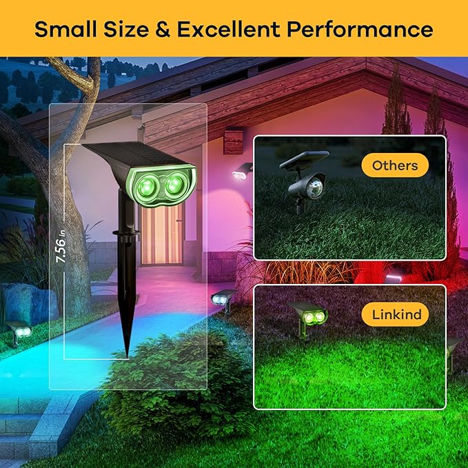 Linkind Solar Lights Outdoor StarRayS, Color Changing Solar Spot Lights, IP67 Waterproof Soalr Power Colored for Landscape Garden Pathway Walkway (Multicolor, 10 Pack)