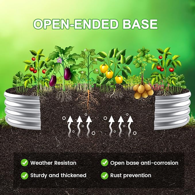 AHEONLAR 2pack 8×4×1ft Raised Garden Bed，Outdoor Galvanized Planter Boxes, Oval Large Metal Raised Garden Beds for Vegetables