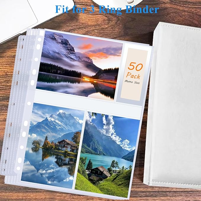 100 Pack Photo Sleeves Holds 600 4"x6" Photos, Clear Photo Page Protector for 3 Ring Binder, Double-Sided Photo Album Refill Pages Photo Pockets Photo Sleeves (4" X 6")