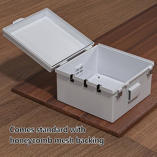 ABS Electrical Junction Box, Ventilated Design, Cable Grommets, IP65 Waterproof Enclosure, Indoor/Outdoor Use with Mounting Panel. (Grey Cover, 11.9"x11.9"x7")