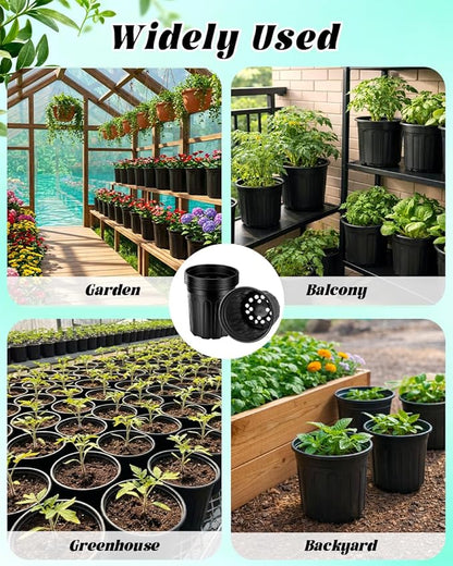 1 Gallon Plastic Plant Nursery Pot/Pots 65pcs Seedlings Flower Plant Container Seed Starting Pots Flexible Thickened Soft Plastic Garden Seedling Pot with Holes