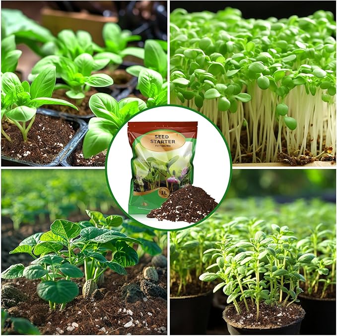 Seed Starter Potting Soil Mix 2qt, Seed Starting Mix for Germination and Growth, Loamy Compost Well-Drainaged Soil Fit for Vegetable, Flower, houseplant