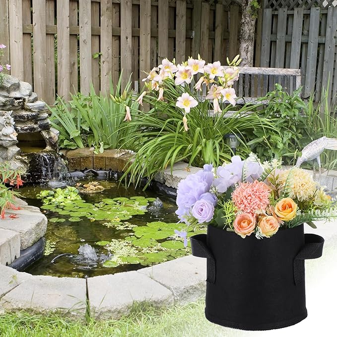 10 Pack Aquatic Plant Pots for Pond, Reusable Fabric Aquatic Plant Pots, Breathable Pond Plants Basket Grow Bags with Handles for Bog Plants, Water Lily, Lotus, Flower