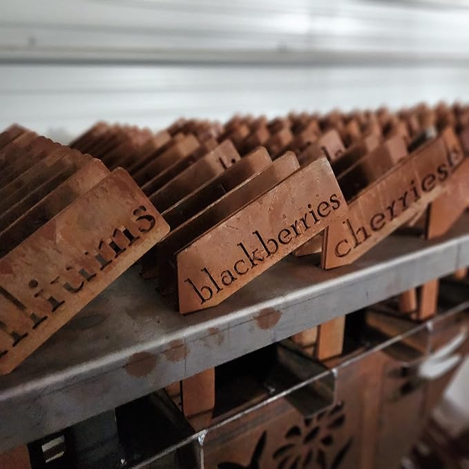 Planter Size Small Metal Garden Plant Vegetable Flower or Herb Markers 13.5 Inches Tall (lemon, Cream)