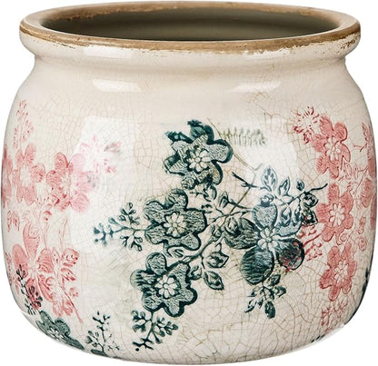 Vintage Planter Large Ceramic Plants Pot Green Pink Rose Ice Cottage Scroll Vase Flower Vase Pot Indoor Plants Home Decor Farmhouse Antique Decorative Gifts