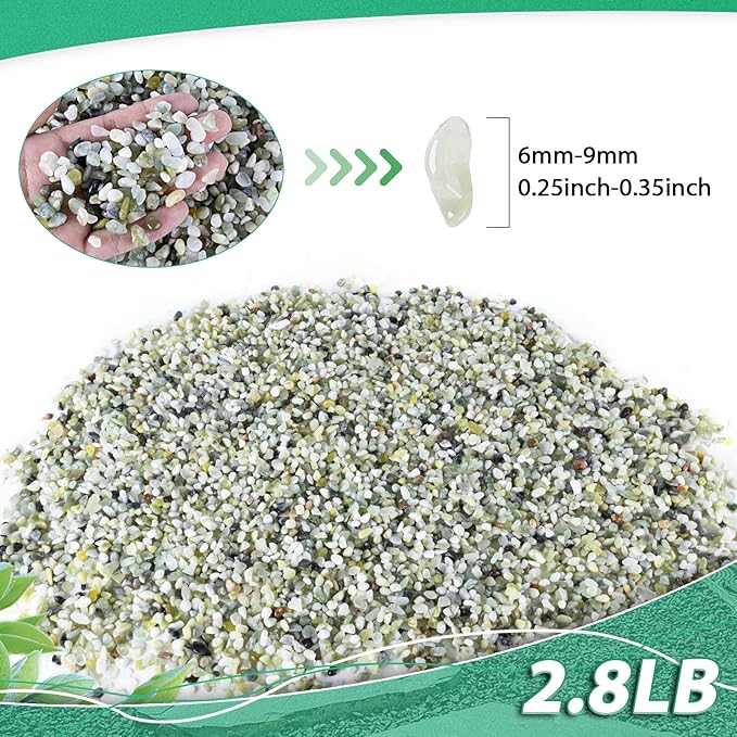 Succulent Rocks for Plants Tiny Pebbles for Planters 2.8LB Pea Gravel Bulk Course Sand Soil Small Decorative Stones for Indoor Bonsai Pots Cactus Top Dressing Aquarium Garden Landscape, Green
