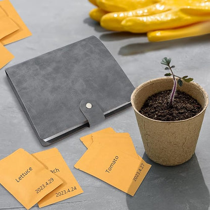 Black Garden Seed Organization Binder - 80 Resealable Sealing Envelopes for Seed Saving & Collecting