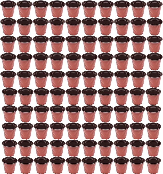 7" Seedling Pots Plastic Plant Containers Suit for Seeds Germination, Succulents Planting, Seeds Starting - 100 Pcs