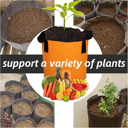 Grow Bags,Growing Pot Bags Garden Grow Bag Indoor Outdoor Fabric Aeration Plant Pot Container Flower Vegetable Pouch (Light Orange,5 Gallon)