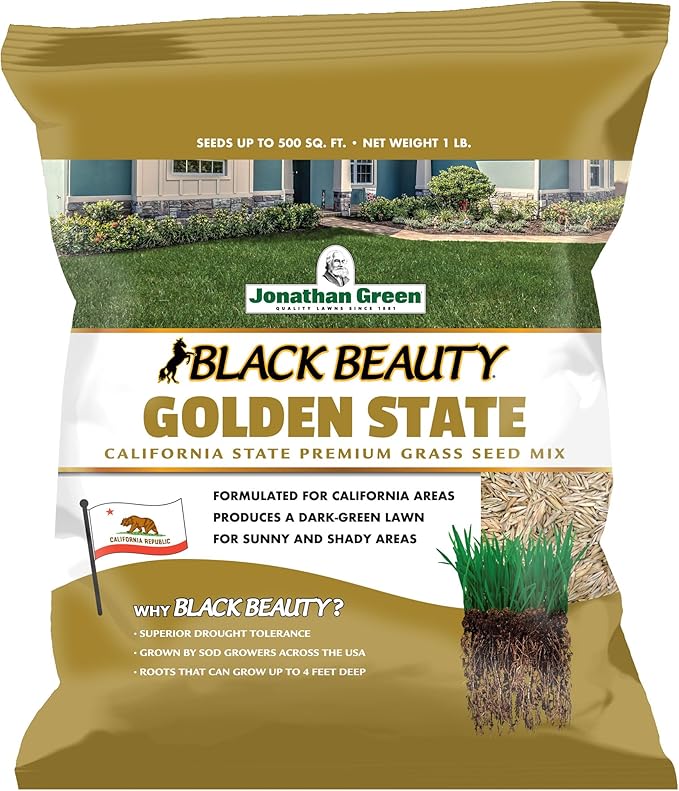Jonathan Green (10769) Black Beauty Golden State California Grass Seed (Made for California) - Cool Season Lawn Seed (1 lb)