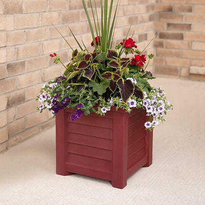 Mayne Lakeland 16-Inch Square Planter – Self-Watering, Weather-Resistant Planter for Flowers – Durable Outdoor Design for Patio, Porch, or Entryway