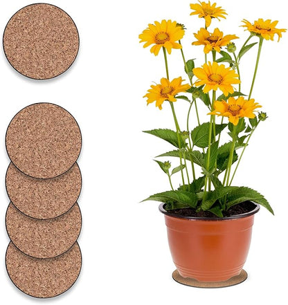 Curtis Wagner Plastics Corp.-400 Cork Plant Mat (4" Diameter, Cork, 5-Pack) - Round Plant Coasters - Use as Planter, Coaster or Pads for Your Arts & Crafts Projects