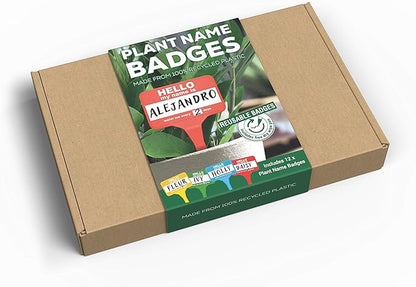 Plant Name Badges - Wipeable Labels for House Plants - Home Accessories - x 12 100% Recycled Name Tags for Indoor Plant Pots - Pen Included