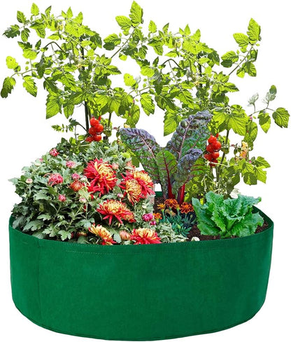 Firlar 2 Pack Fabric Raised Garden Bed, 50 Gallon Planting Bed Round Raised Planter Grow Bag Garden Bed Bag Planter Container for Plants, Herb, Flowers and Vegetables, Green