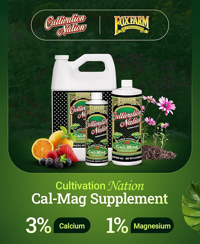 FoxFarm Cultivation Nation Cal-Mag for Plants - Prevent Calcium & Magnesium Deficiency, Blossom End Rot & Tip Burn - OMRI Listed for Organic Gardening - 4-0-0, 3% Calcium, 1% Magnesium - 1-Quart