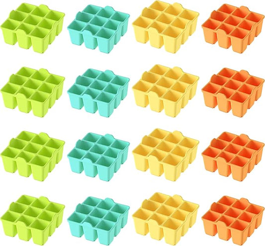 Silicone Seed Starter Tray - 16-Pack Seedling Starter Trays with Flexible Pop-Out Cells for Seed Starting, Indoor Gardening Reusable Plant Germination Trays, BPA-Free & Dishwasher Safe