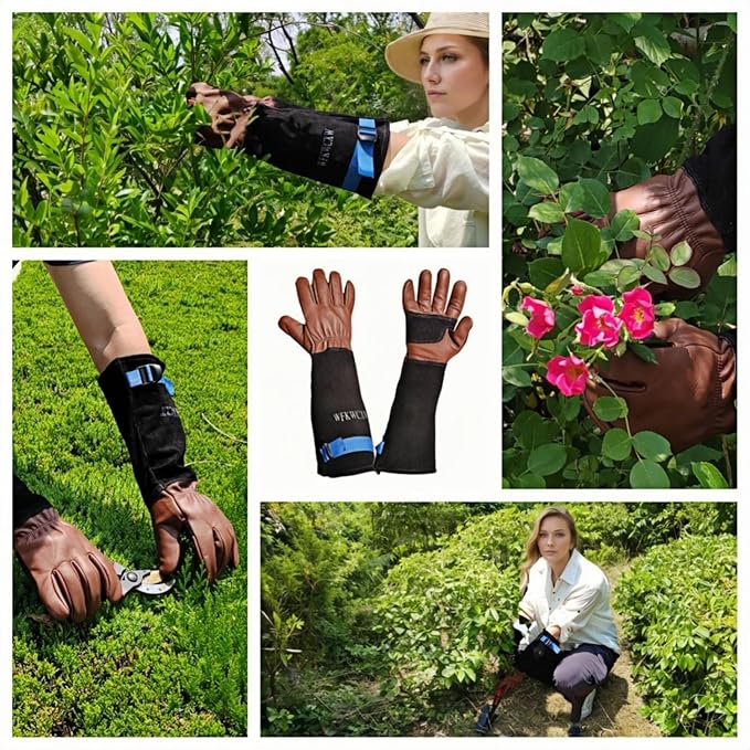 Womens/Mens Gardening Gloves for Rose and Cactus Handling,Cow Leather Garden Gloves Women/Men Thorn Proof