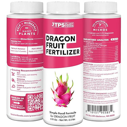 Dragon Fruit Fertilizer for Dragon Fruit, Great for Red, White, and Yellow Dragon Fruit Varieties, Liquid Fertilizer by TPS Plant Foods, 8 oz (250mL)