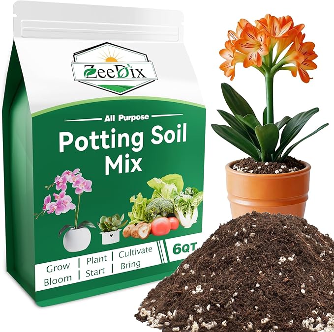 Zeedix Potting Soil Mix for Indoor Houseplant, Include Perlite, Compost, Peat Moss, Coco Coir and Vermiculite, Well Draining Potting Mix, Promote Healthy Root Development and Faster Plant Growth, 6qt