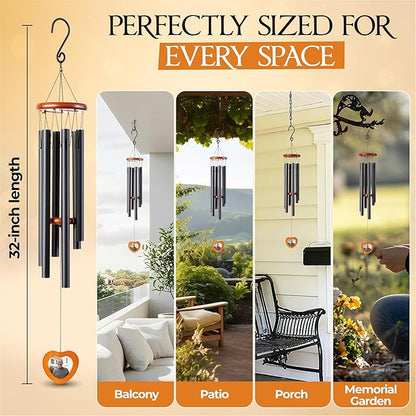 32 Inch Memorial Wind Chimes Outdoor, Personalized Sympathy Gifts for Loss of Loved One, Memorial Gifts for Loss of Mom, Sympathy Wind Chimes for Mother, Father, Brother, Sister