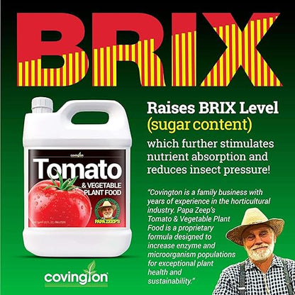 Covington Organic Liquid Tomato & Vegetable Fertilizer (32oz) – Easy-to-Use Water-Soluble Plant Food for Tomatoes, Peppers, and Edibles – Natural Garden Nutrients