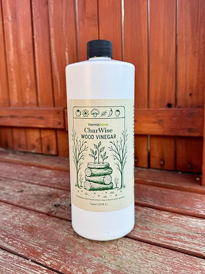VermisTerra CharWise - 32 oz Wood Vinegar Biostimulant - Seed Germination, Enriches Soil, Growth Enhancer, Combats Odor, Animal Care - pyroligneous Acid, Natural byproduct of biochar