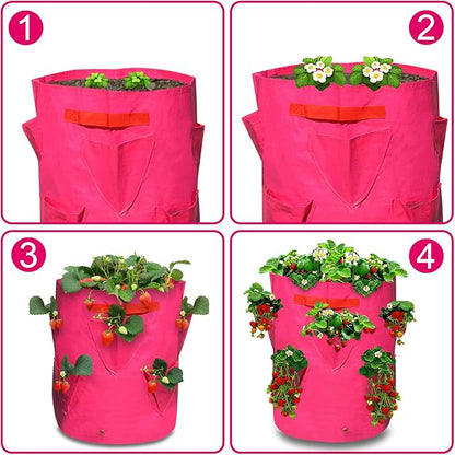 Strong Camel 11 Gallon Plant Pots Strawberry Grow Bags Garden Planter Bag for Potato Tomato Vegetables (3 Pack)