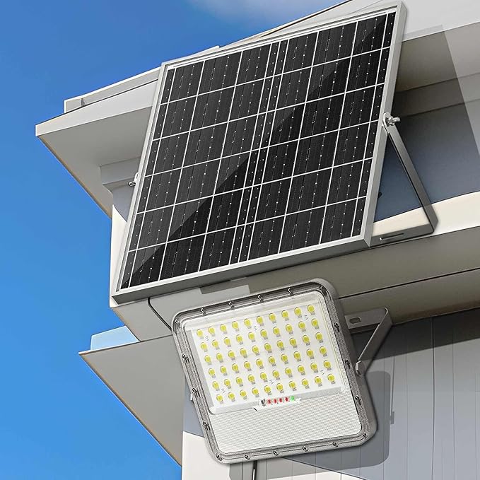 Solar Lights Outdoor LED Automatic Light with Battery, IP65 Waterproof Outside Solar Powered Security Flood Light and 8.2ft Cable with Remote Control for Pathway, Patio & Yard (200W)